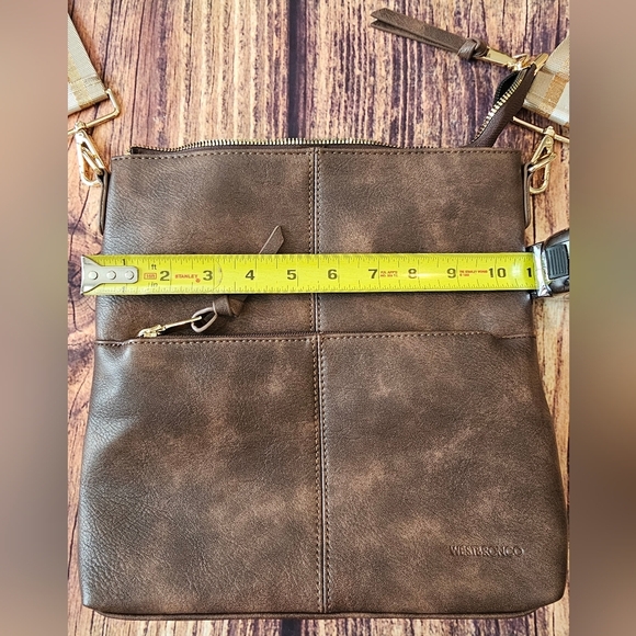 Westbronco Boho Square Crossbody Bag w/ PomPom London Adjustable Striped Strap - Picture 9 of 12